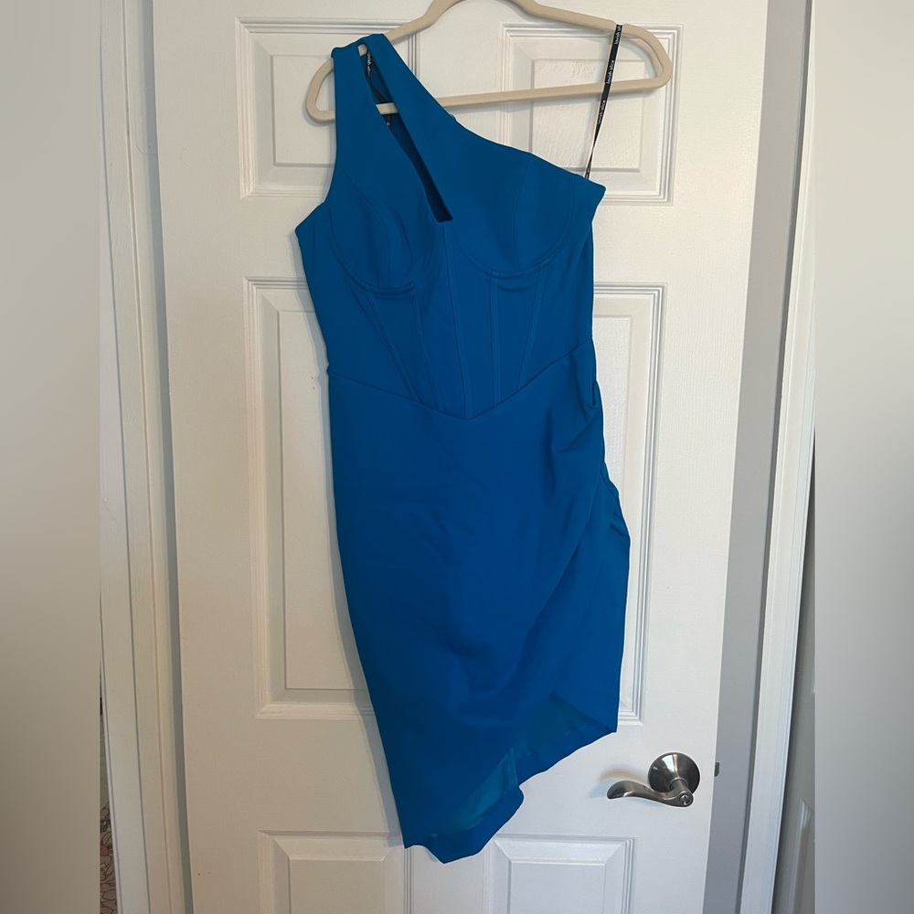 NWT Lavish Alice One-Shoulder Cobalt Blue Bodycon Dress